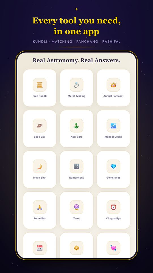 Kundli Matching, Panchang, Sade Sati and more tools